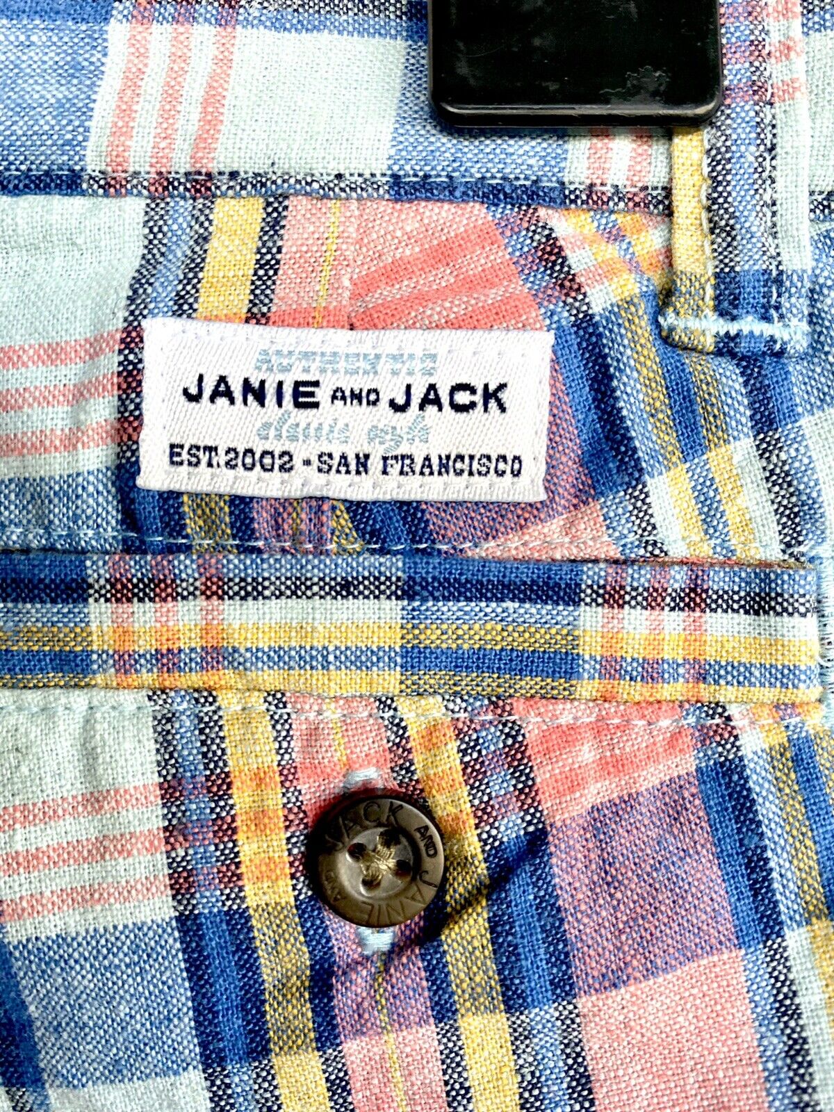 Janie And Jack Blue Coral Check Linen Mix Shorts Age 2 NWT Retail $39 Price $29