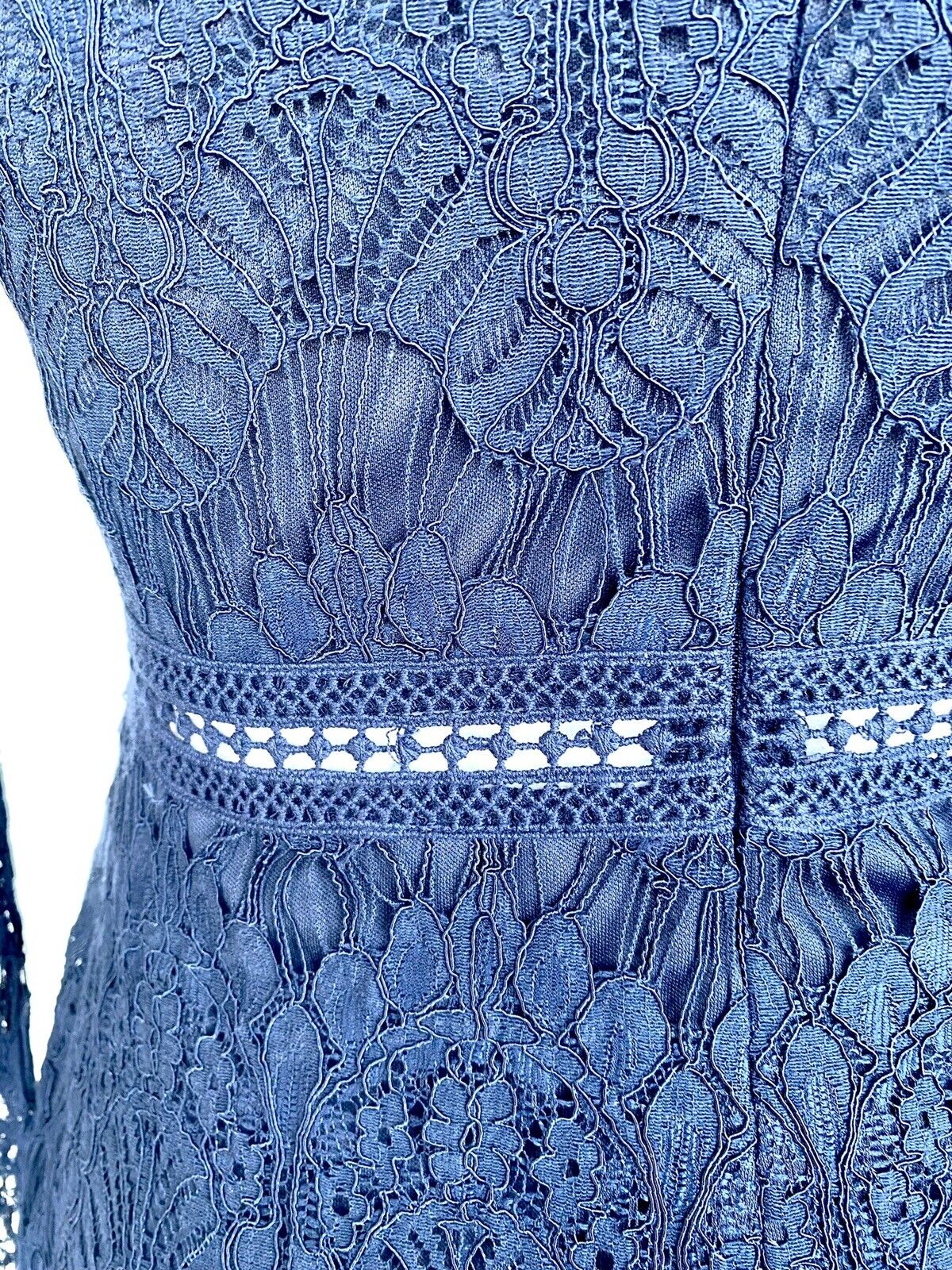 Aqua Soutache Lace Navy Cutout Party Dress. Size S Retails $78 Price $49 NWT