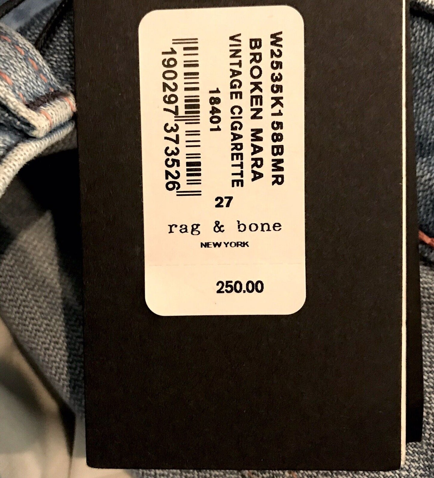 Rag & Bone Broken Mara Vintage Cigarette Jeans. 27 Retail $250 Price $98 NWT