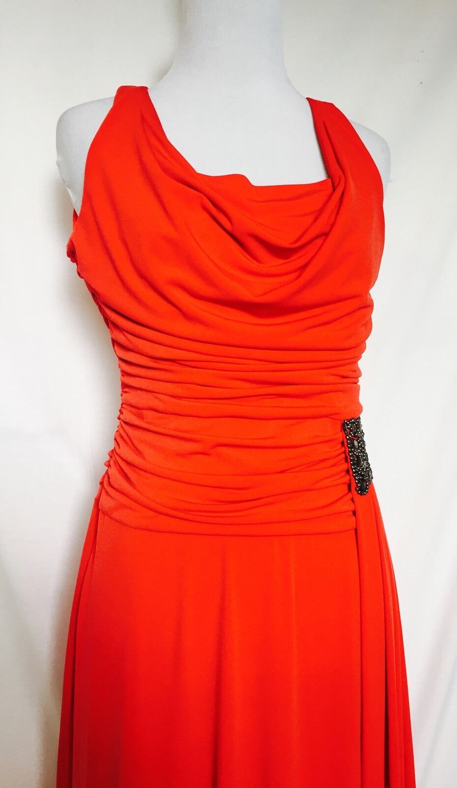 ELFE Orange Long Formal Prom DRESS.Diamante Beaded detail NWT SIZE M EURO 40 $45