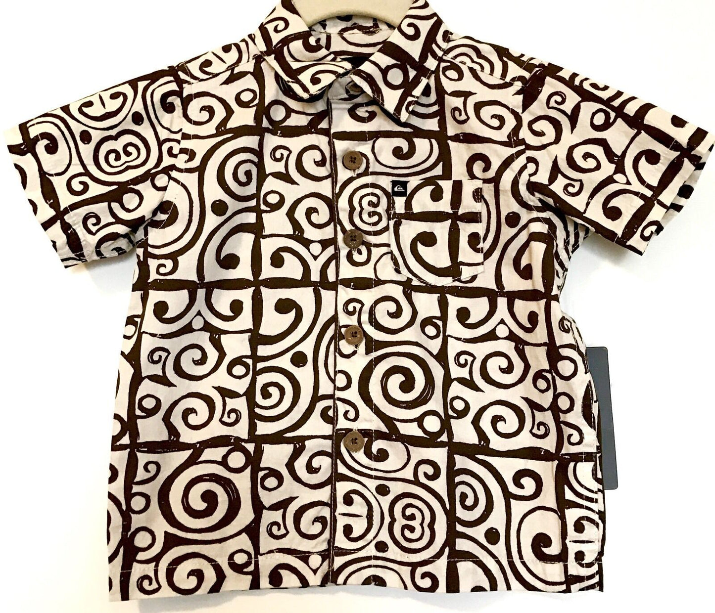 Quicksilver Cream & Brown Short Sleeve Shirt NWT Retail $32 Price $19 12 M