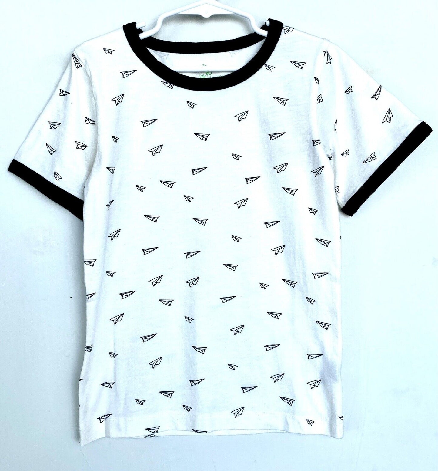Kate Quinn Organic Cotton Ringer Crew Tee Paper Plane Retail $32 Price $25 Age 6