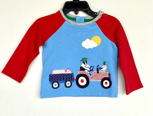Mini Boden Baby Boden Farm Animal & Tractor Appliqué LS Top. 3-6 M Price $28