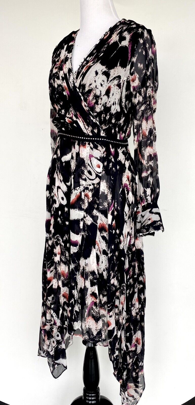 Allsaints Lizia Wing Chiffon Dress NWT Size 0 Retail $398 Price $165