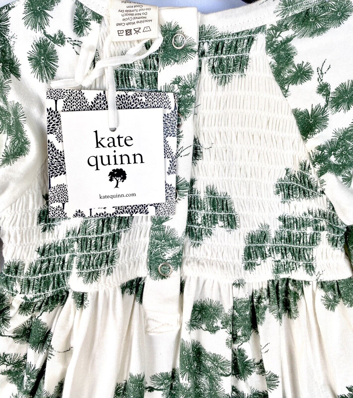 Kate Quinn Bamboo Pine Smocked bubble Romper Retail $38 Price $28 0–3 M Cream