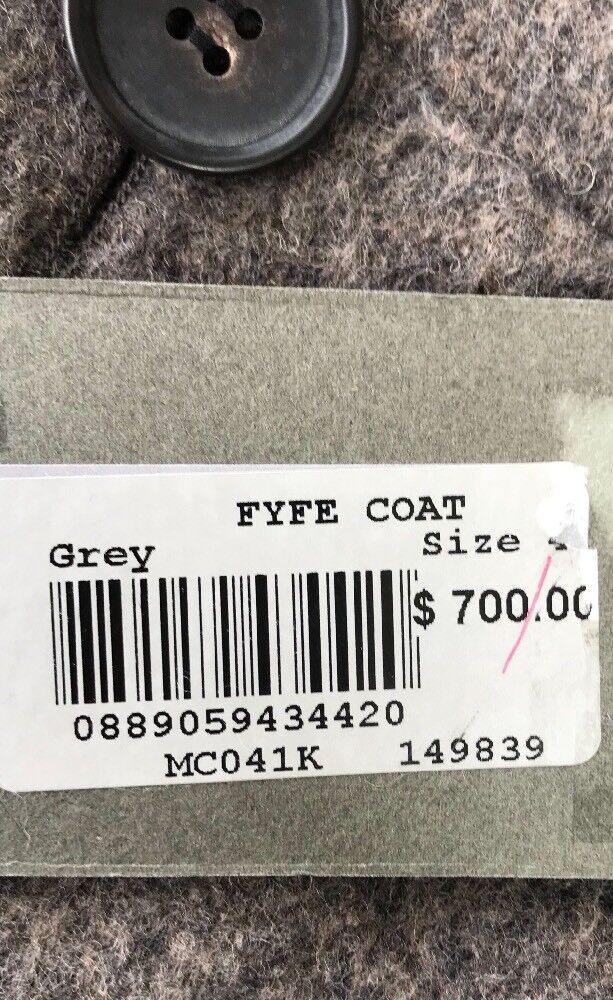 AllSaints Fyfe Coat Wool Mix Size 38 M Retail $700 Price $280 NWT