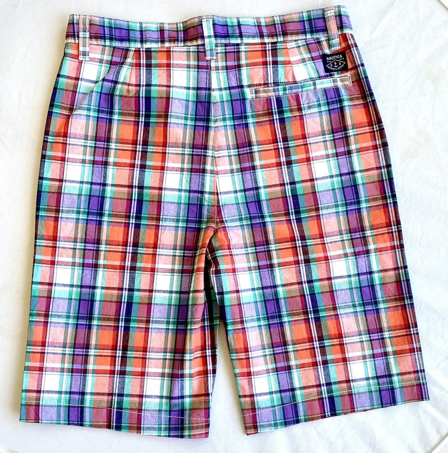 NWT NAUTICA BOYS' PLAID SHORTS SIZE 16 RETAIL $36.50 PRICE $25