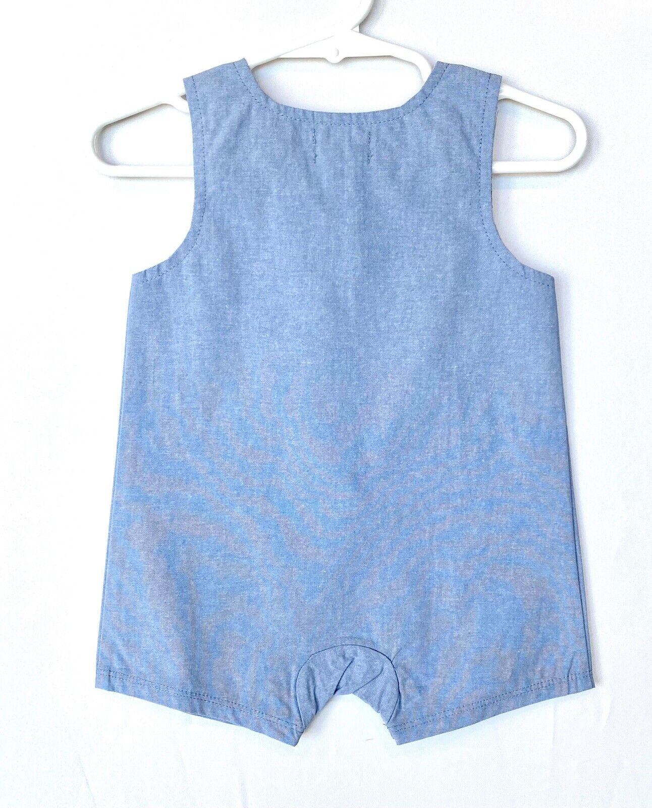 Mudpie chambray Apple romper 3-6 months $34
