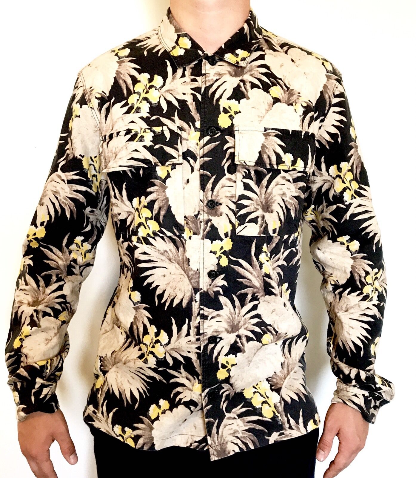 AllSaints Midway Linen Cotton LS Shirt  Retail $195 NWT Price $79 All Saints M