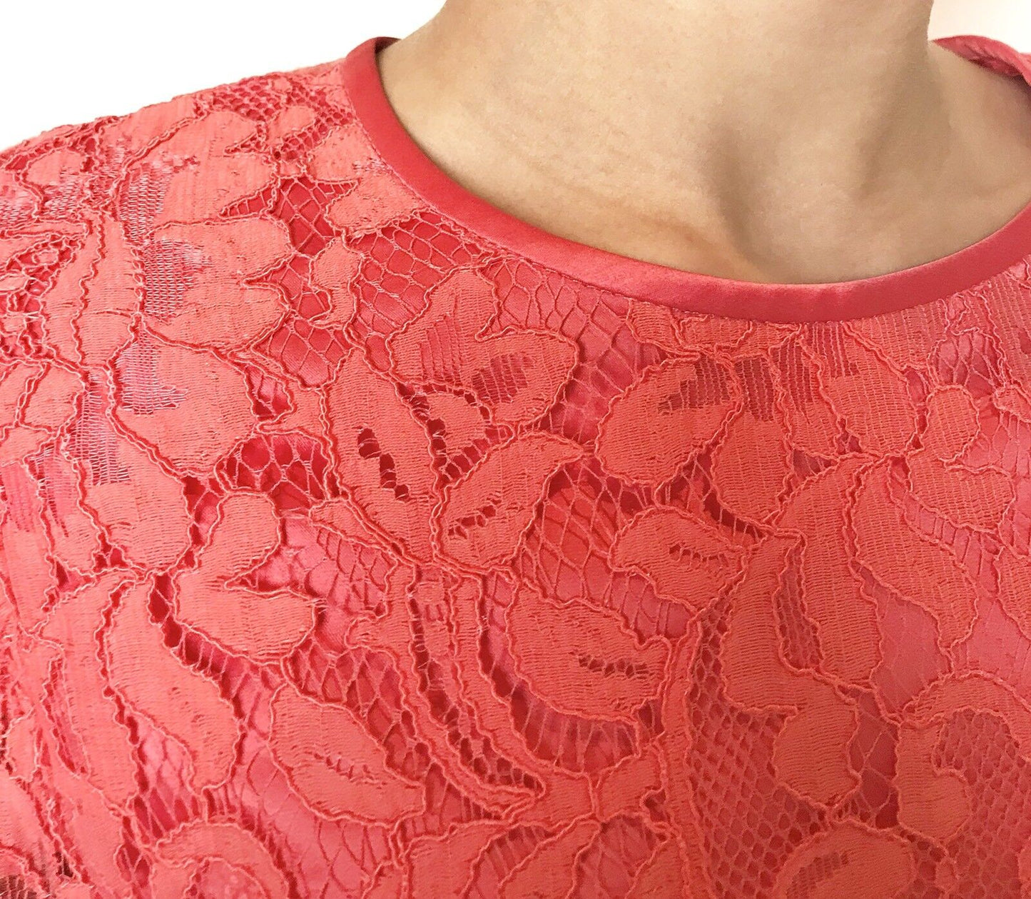 Eliza J Pink Coral Orange Lace Shift Dress NWT Retails $158 Price $69 Size 2