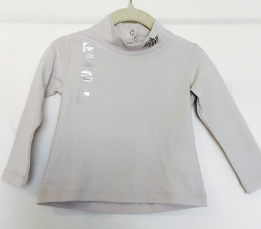 Harmont And Blaine Baby Gray Diamante Lettered Long Sleeve Top  NWT $13