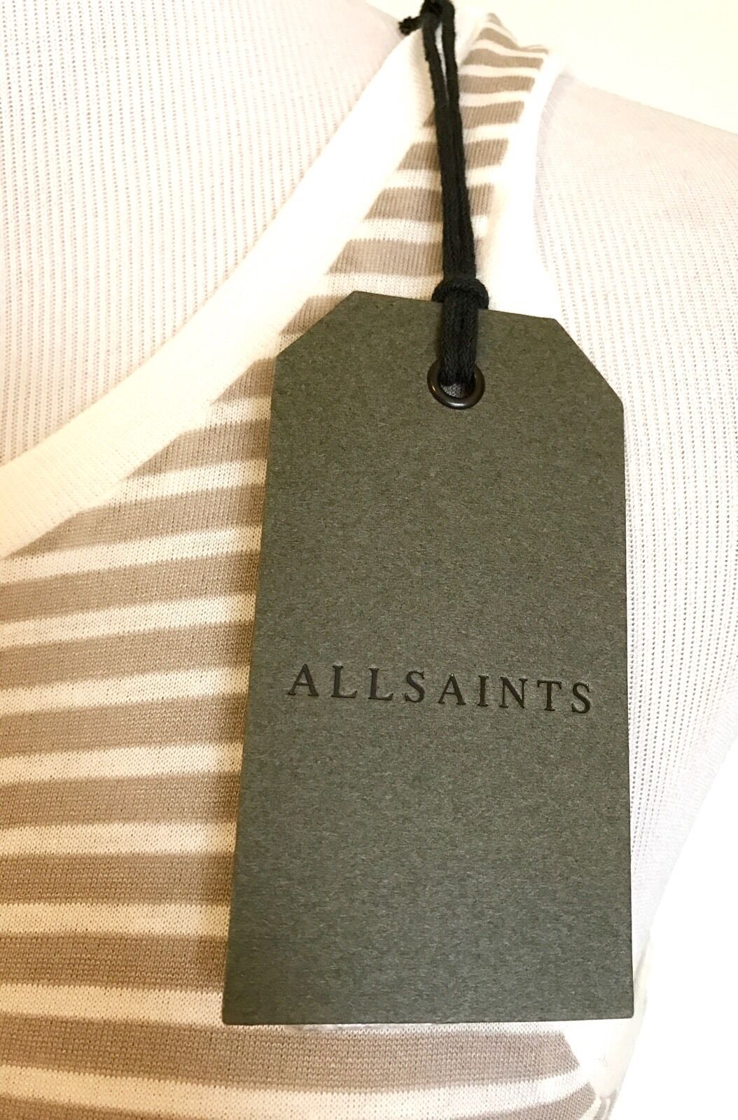 AllSaints Taupe & Cream Evis Bar Vest Top NWT Retail $50 Price $32 All Saints S