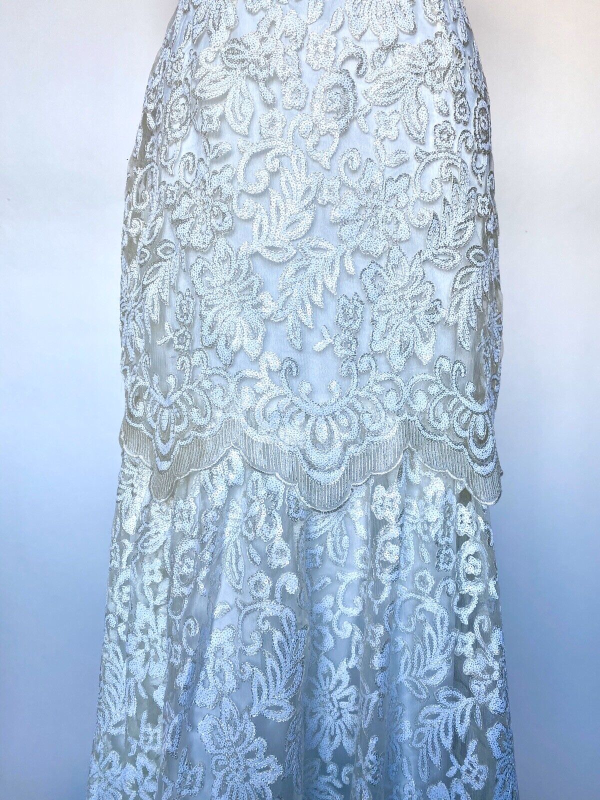 Adrianna Papell Ivory Sequin  Wedding Dress NWT Size 2 Retails $399 Price $189