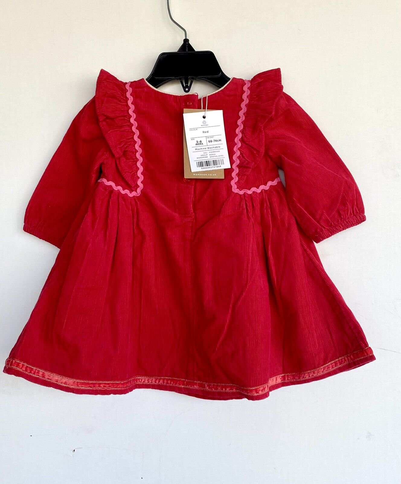 Monsoon London Cord Embroidered Dress 3-6M Appliqué Bird Deer Price $40