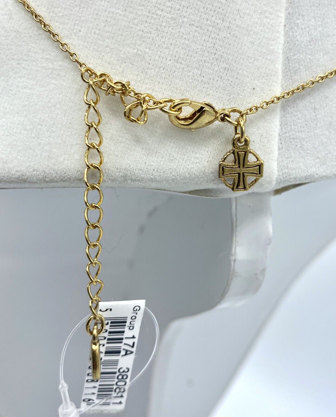 PILGRIM SWAROVSKI CRYSTAL GOLD PLATED Coral Red Cross Necklace. PRICE $16