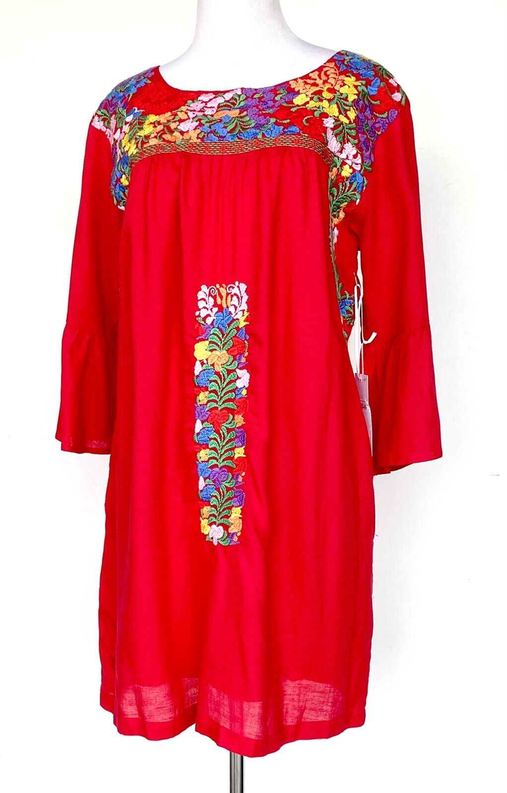 J Marie embroidered Catherine Dress bell sleeve XSmall Retail $104 Price $69 NWT