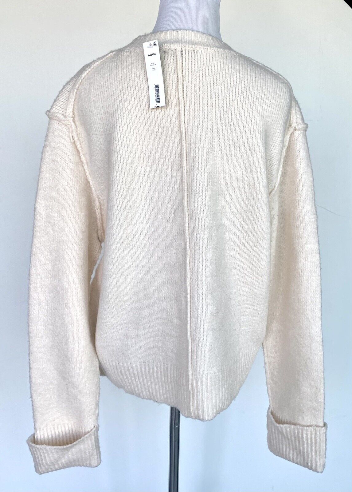 Aqua Ivory Seamed Long Sleeve Sweater Retail $78 Price $45 S NWT
