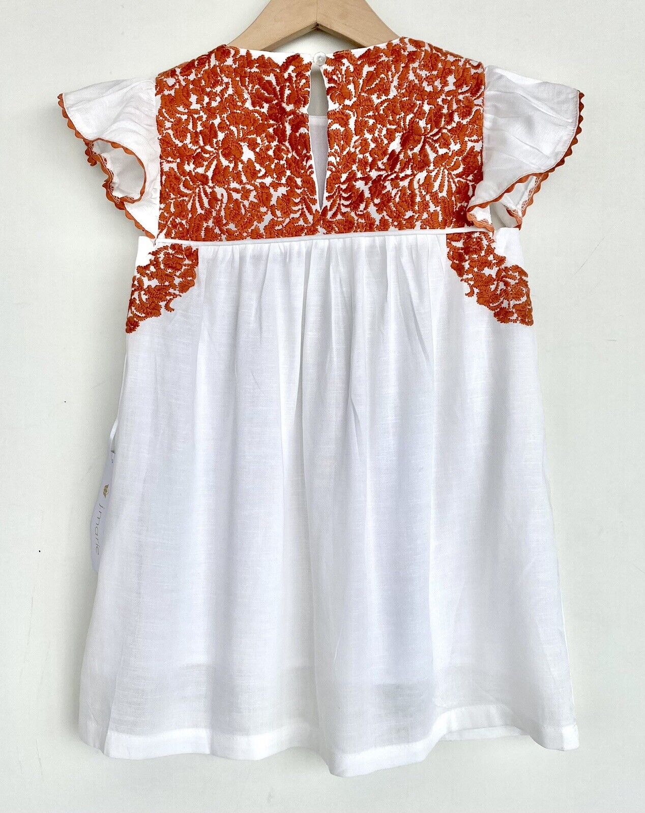 J Marie embroidered Gudalupe Dress 3T Retail $92 Price $56 Linen Mix White Red