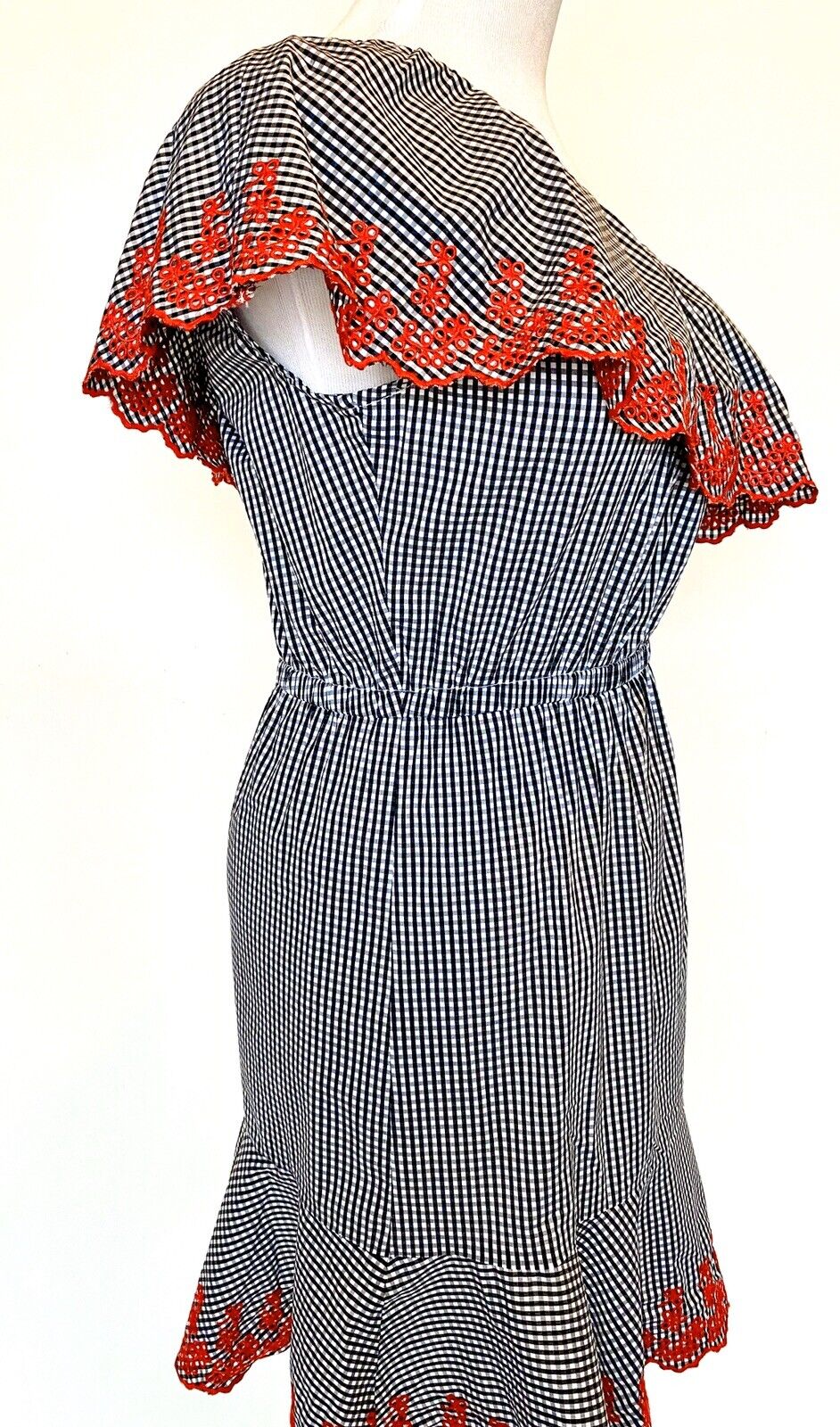 Lucy Paris Embroidered Gingham One Shoulder Dress Retail $88 Price $24 NWT Small