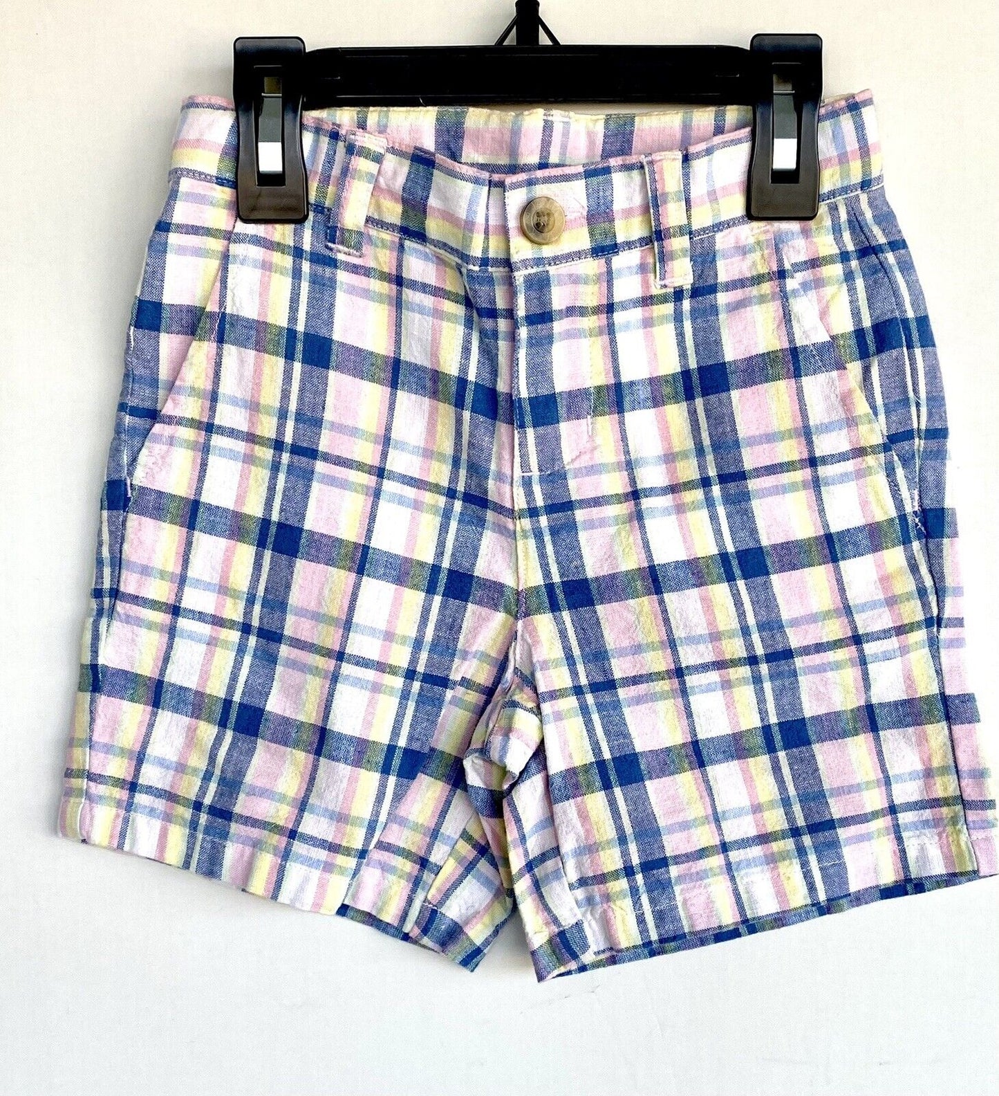 Janie And Jack Blue Check Cotton Linen Shorts Age 3 NWT Retail $39 Price $29