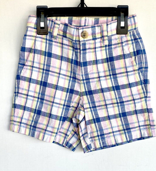 Janie And Jack Blue Check Cotton Linen Shorts Age 3 NWT Retail $39 Price $29