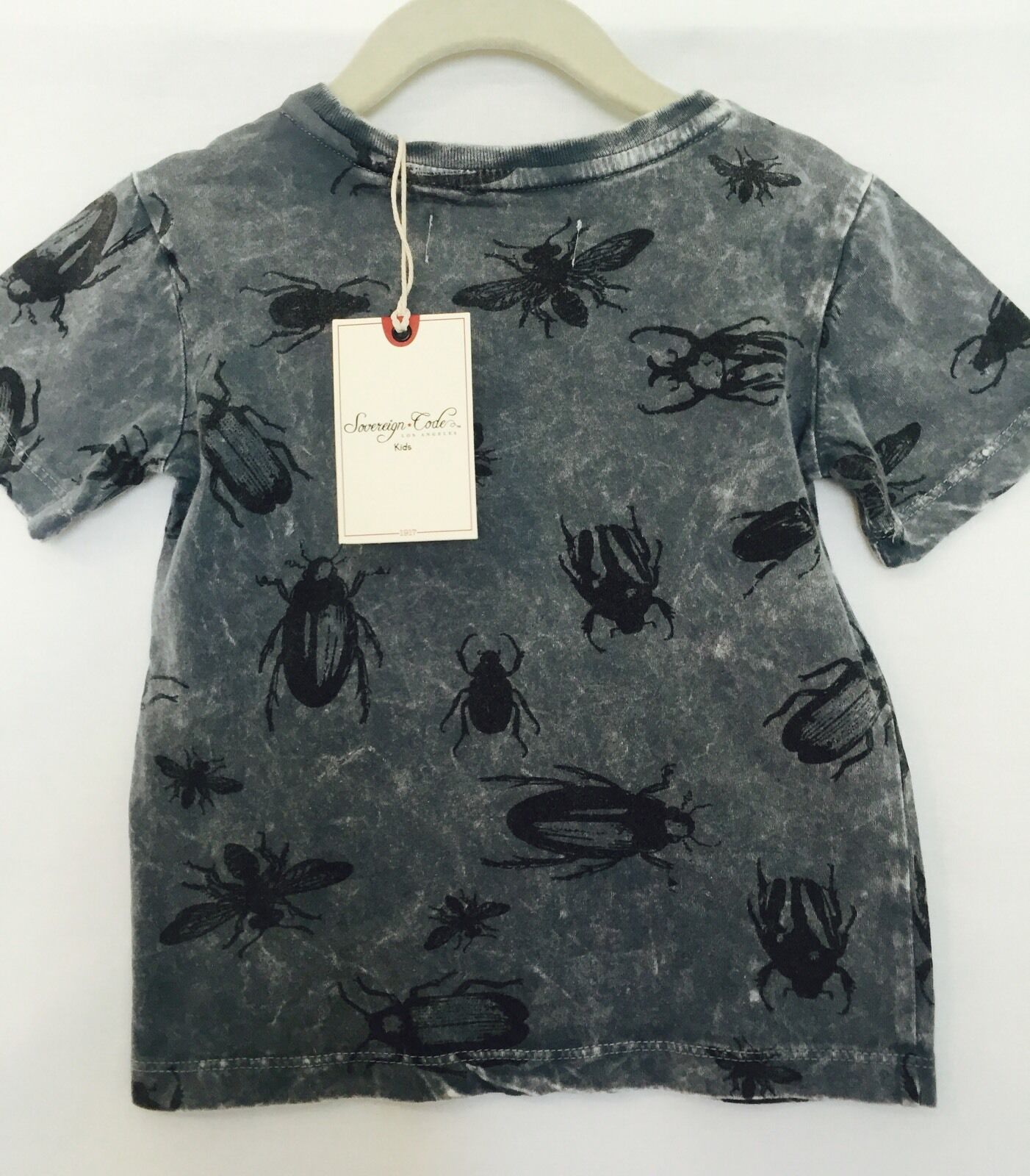Sovereign Code LA Gray Beetle Bug Distressed Wash Tee Shirt NWT. Size 2T $18