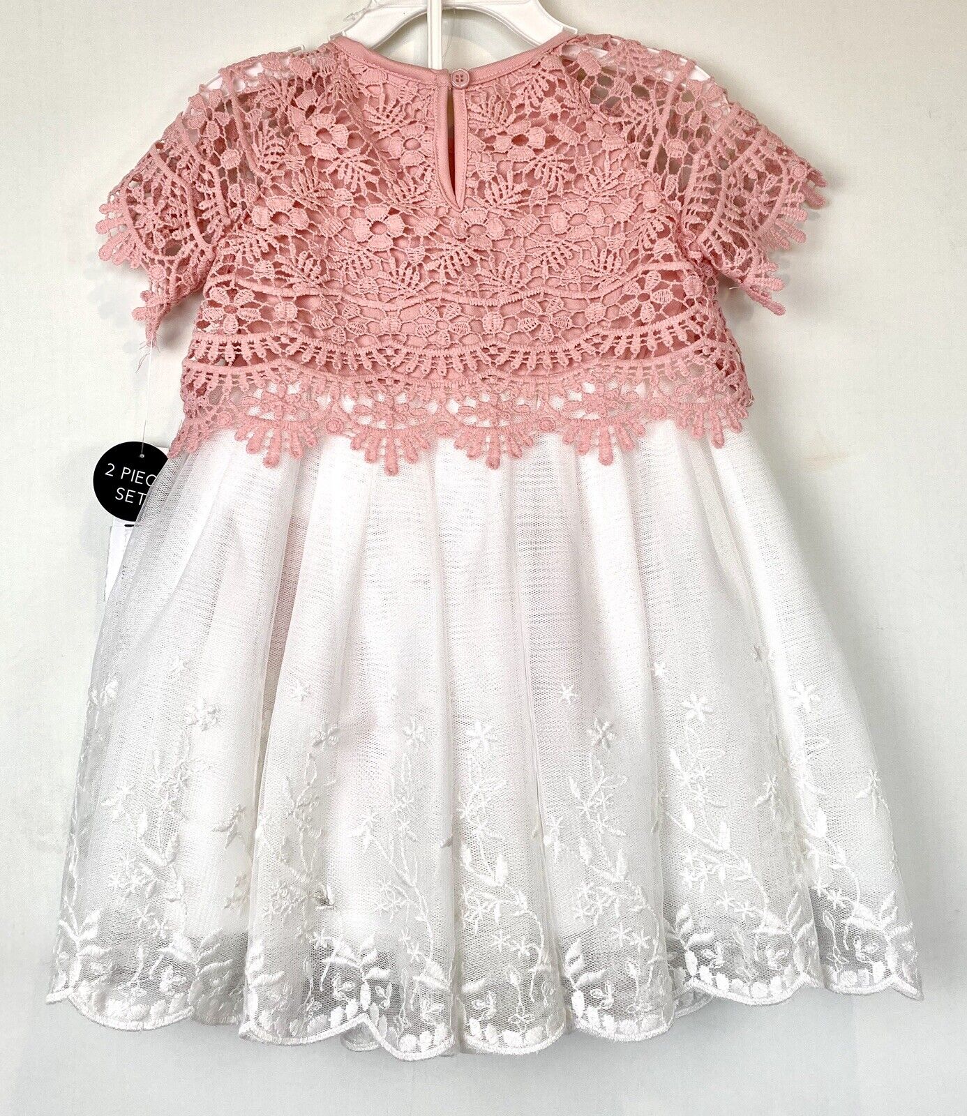 Nicole Miller Crochet Lace Net Tulle Dress & Pantie $38 Price $28 NWT 24 M
