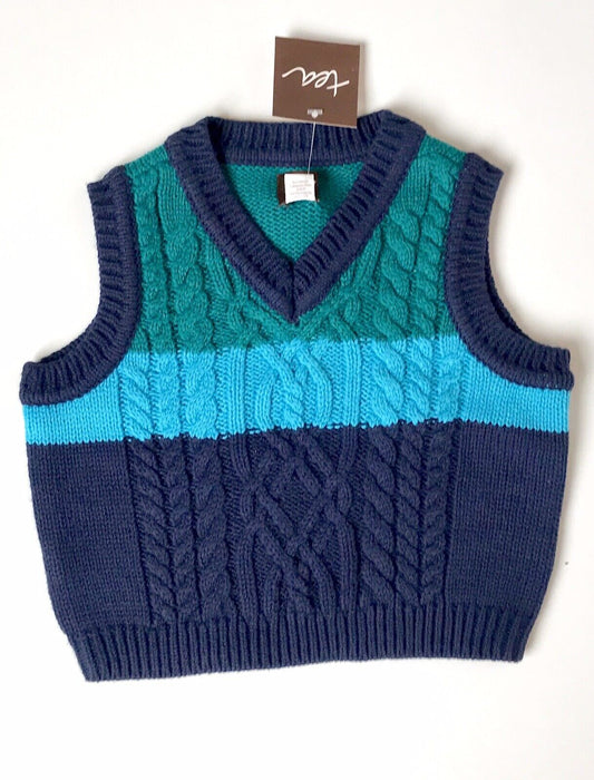 Tea Knitted Cable Vest. Age 6-9 M NWT Retails $45.50 Price $24