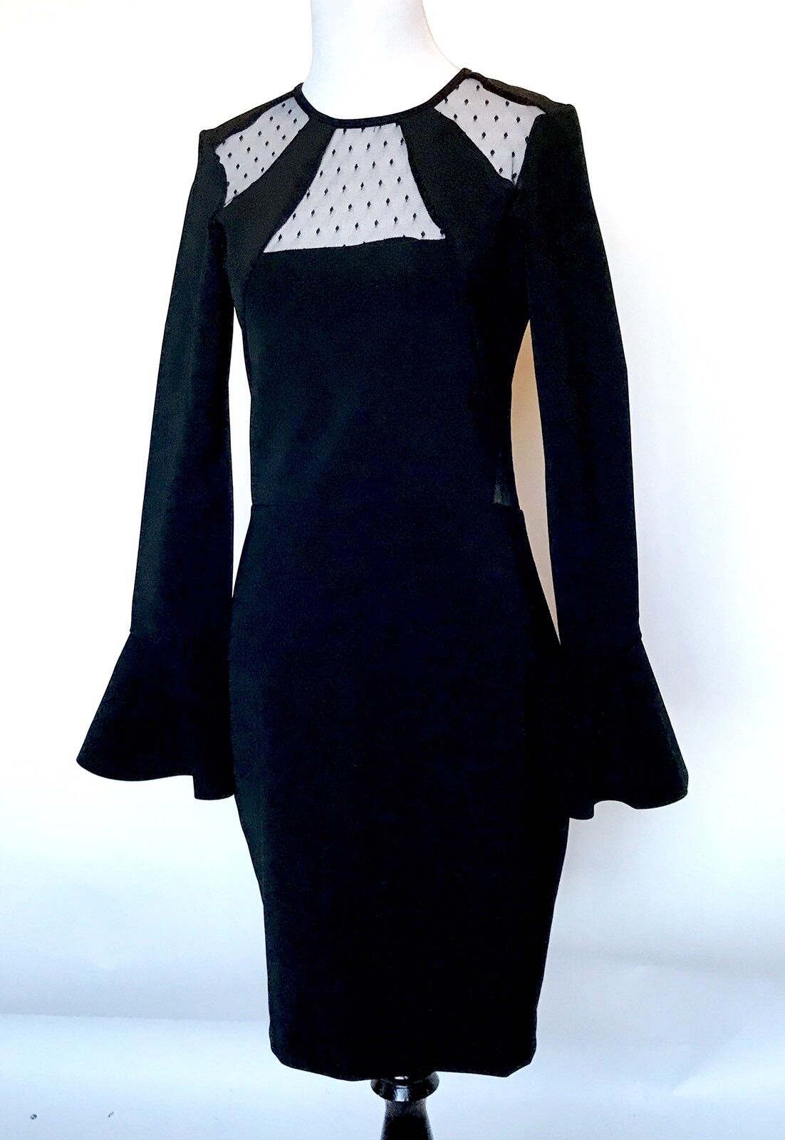 Parker Black Fitted Dress Net Cutouts. NWT Size S. Retails $325 Price $149