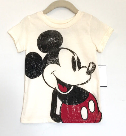 Disney Classic Mickey Mouse Tee. Distressed Fabric. Price $18 Cream Cotton.