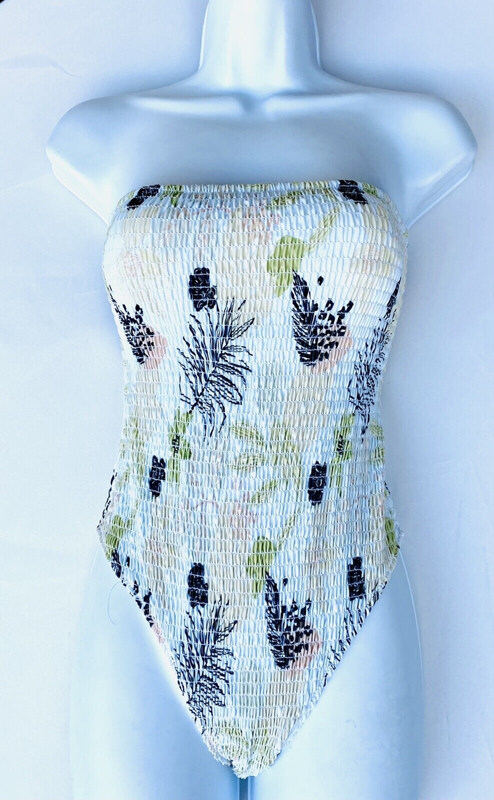 Charlie Holiday Gigi Strapless Smocked Swimsuit XS Retail $94 Price $48 NWT