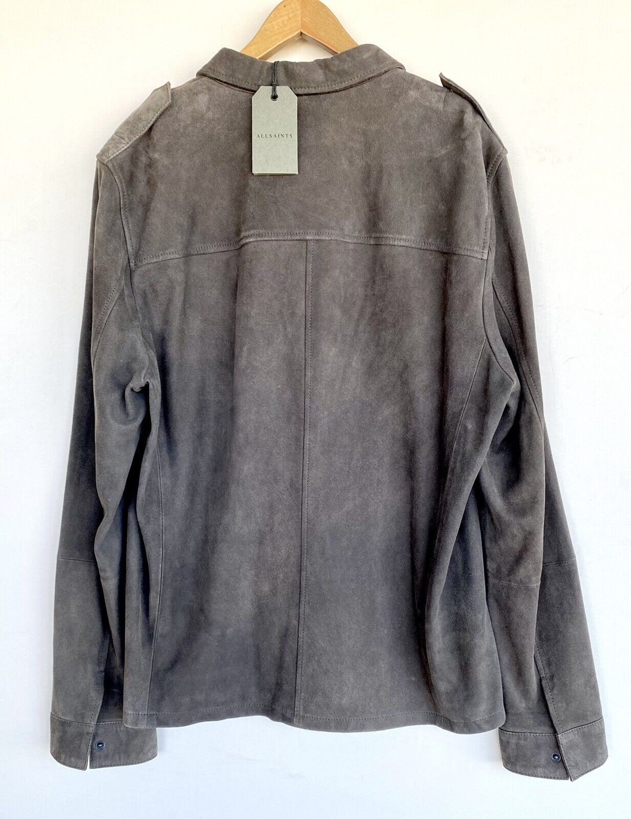 Allsaints Soft Leather Shirt XL Retail $540 Price $320 Anthracite