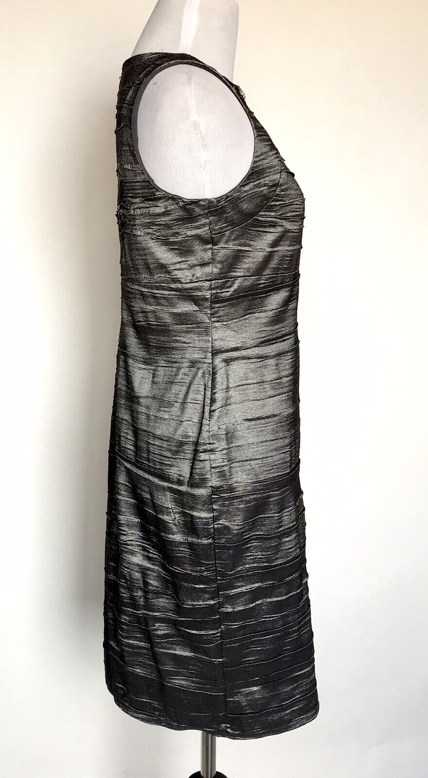 Adrianna Papell Cutout Diamanté Silver Dress NWT Size 2P Retail $148 Price $79