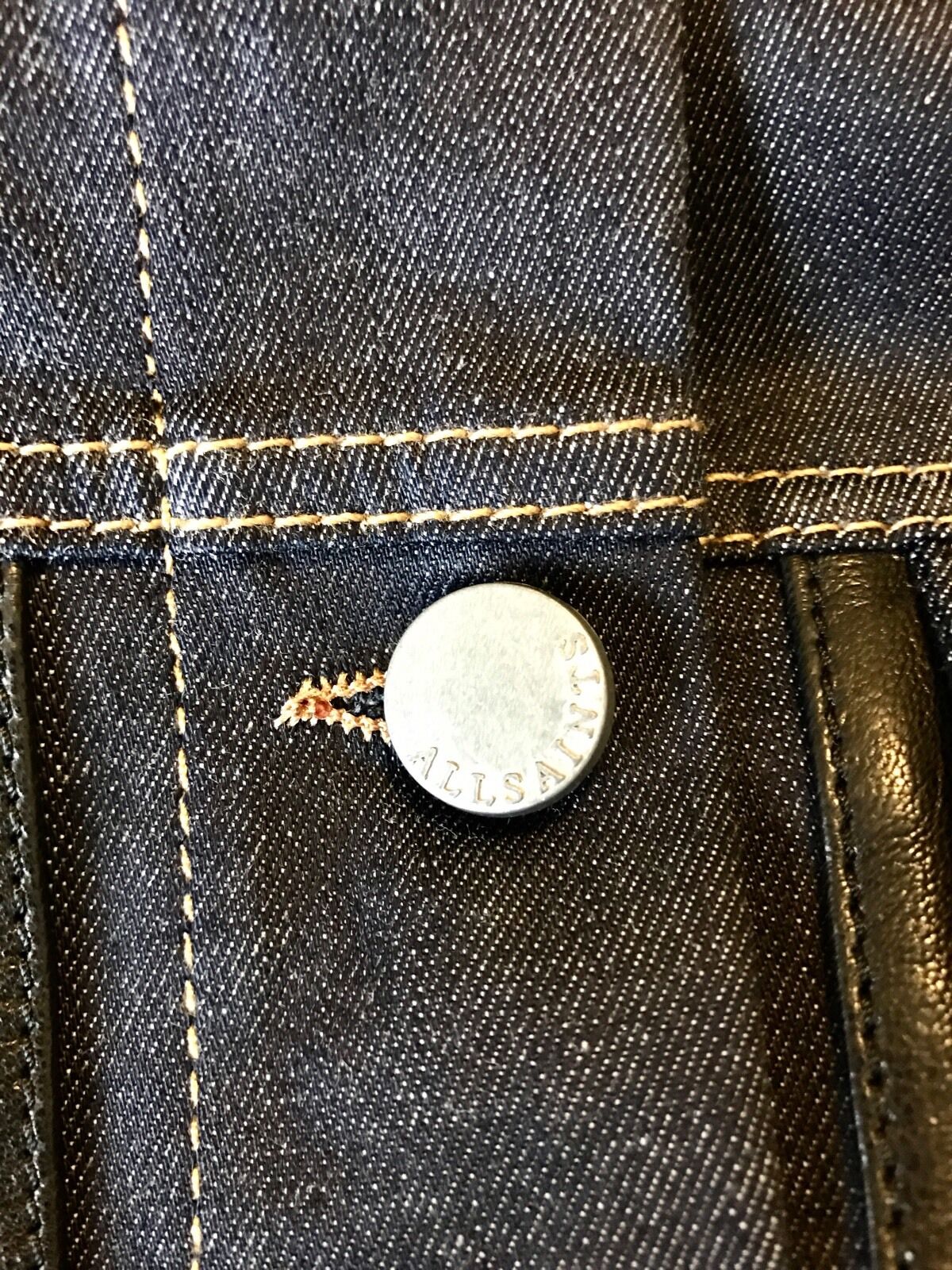 AllSaints Curtis Denim & Leather Biker Jacket NWT Retail $725 Price $395 Size 4