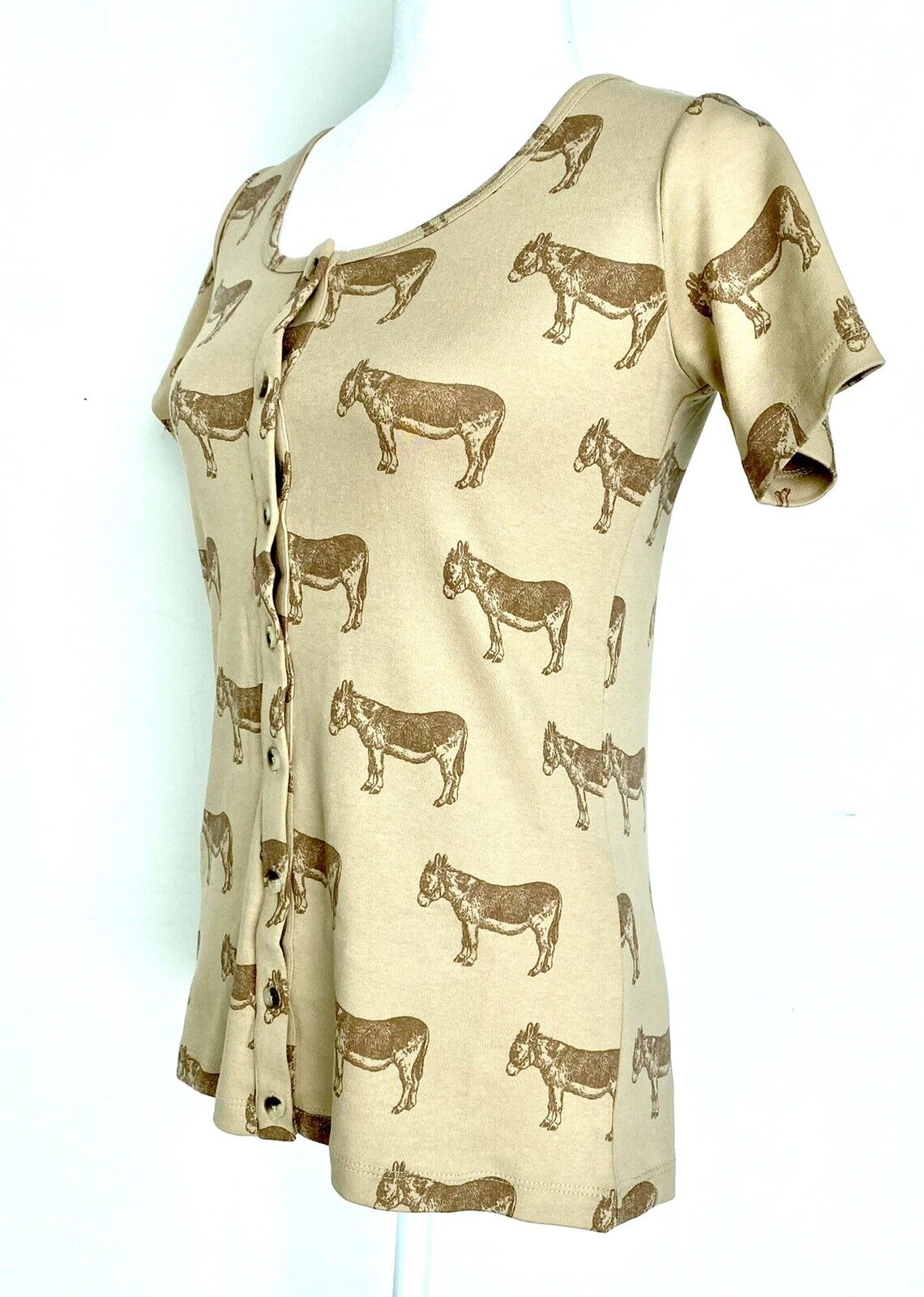 Kate Quinn 100% Organic Cotton Interlock Donkey Tee Retail $50 Price $28 Tan XS