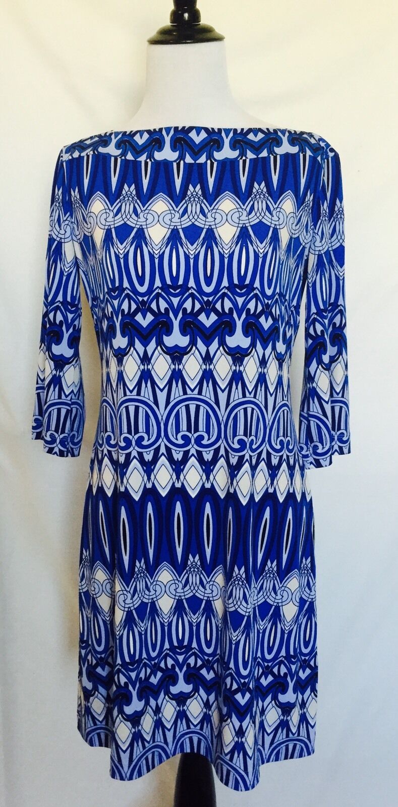 Donna Morgan Blue And White Stretch Dress. NWT Size 4  Retails $138 Price $42