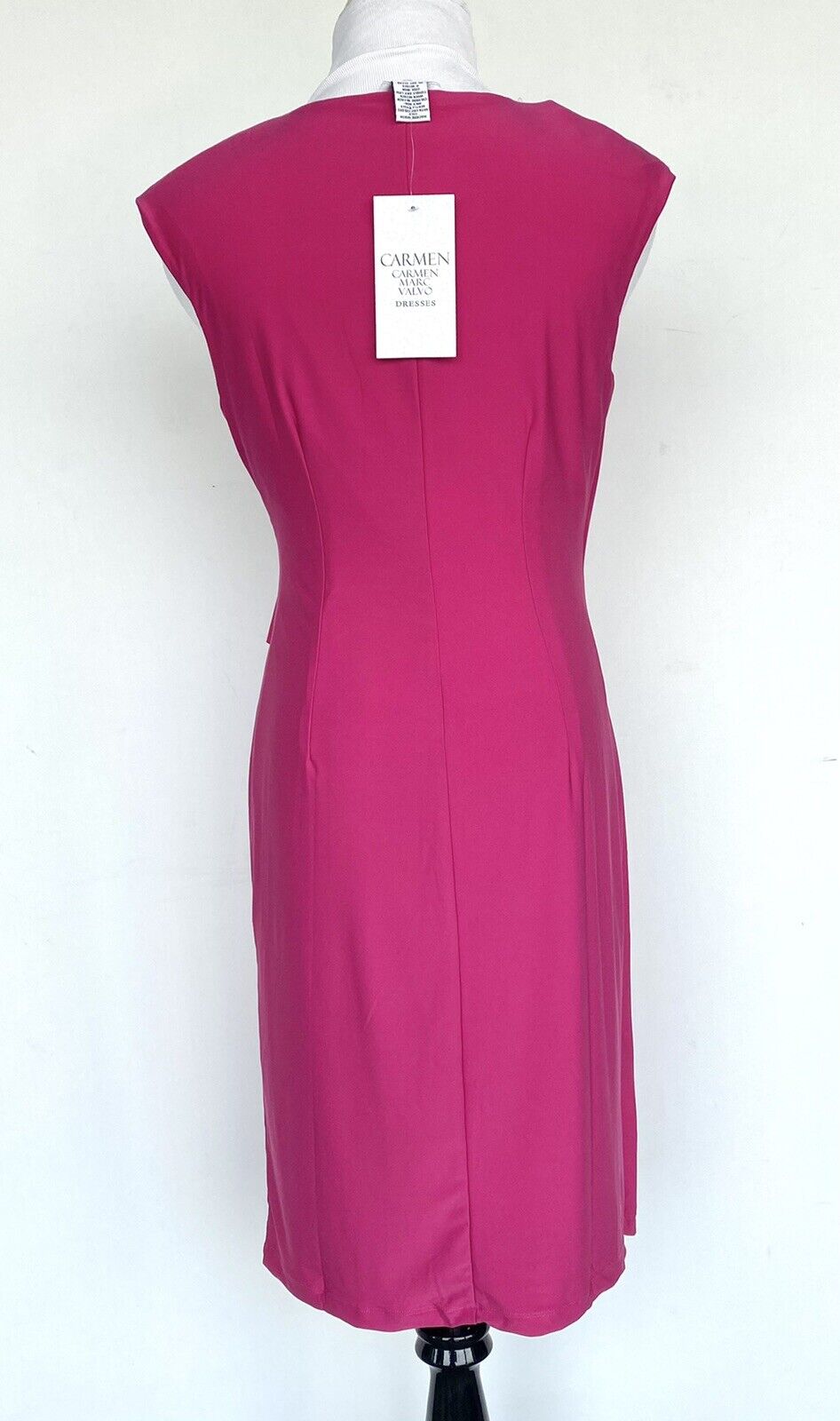 Carmen Marc Valvo M Pink Stretch Ruffle Front Dress Retail $98 Price $56 NWT