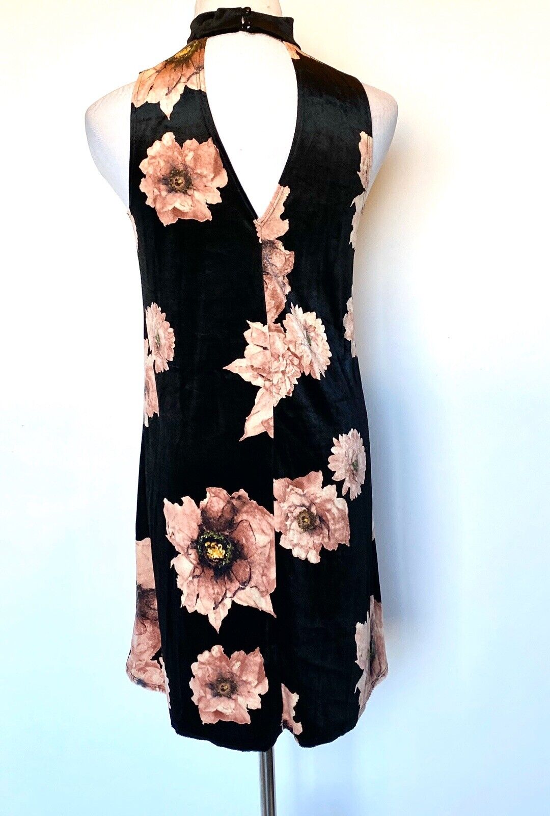 Little Black Floral Velvet Choker Dress S Retail $88 Price $34 NWT