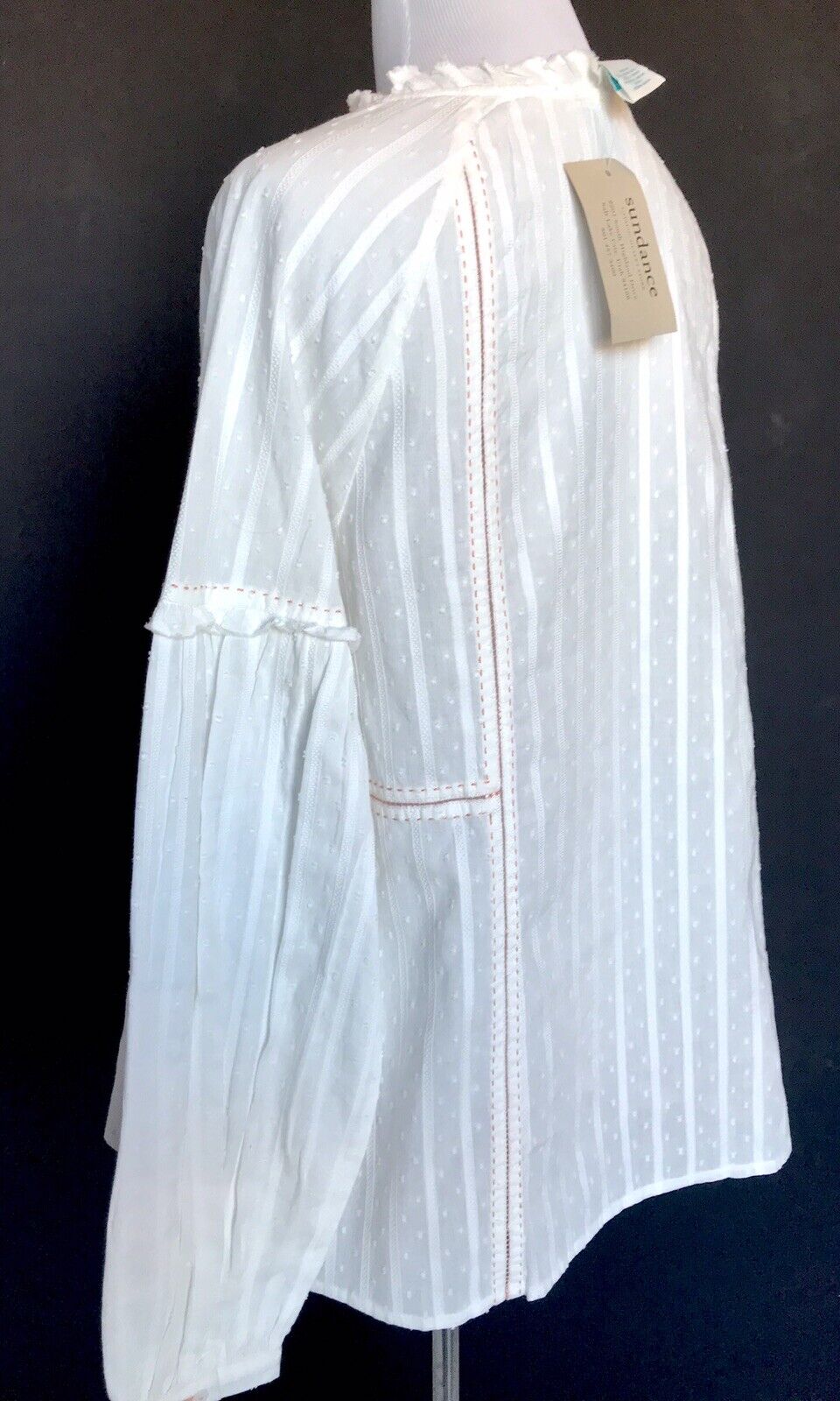 Sundance Alethia Off White & Coral LS Blouse. Retails $88 Price $48 NWT Size XS