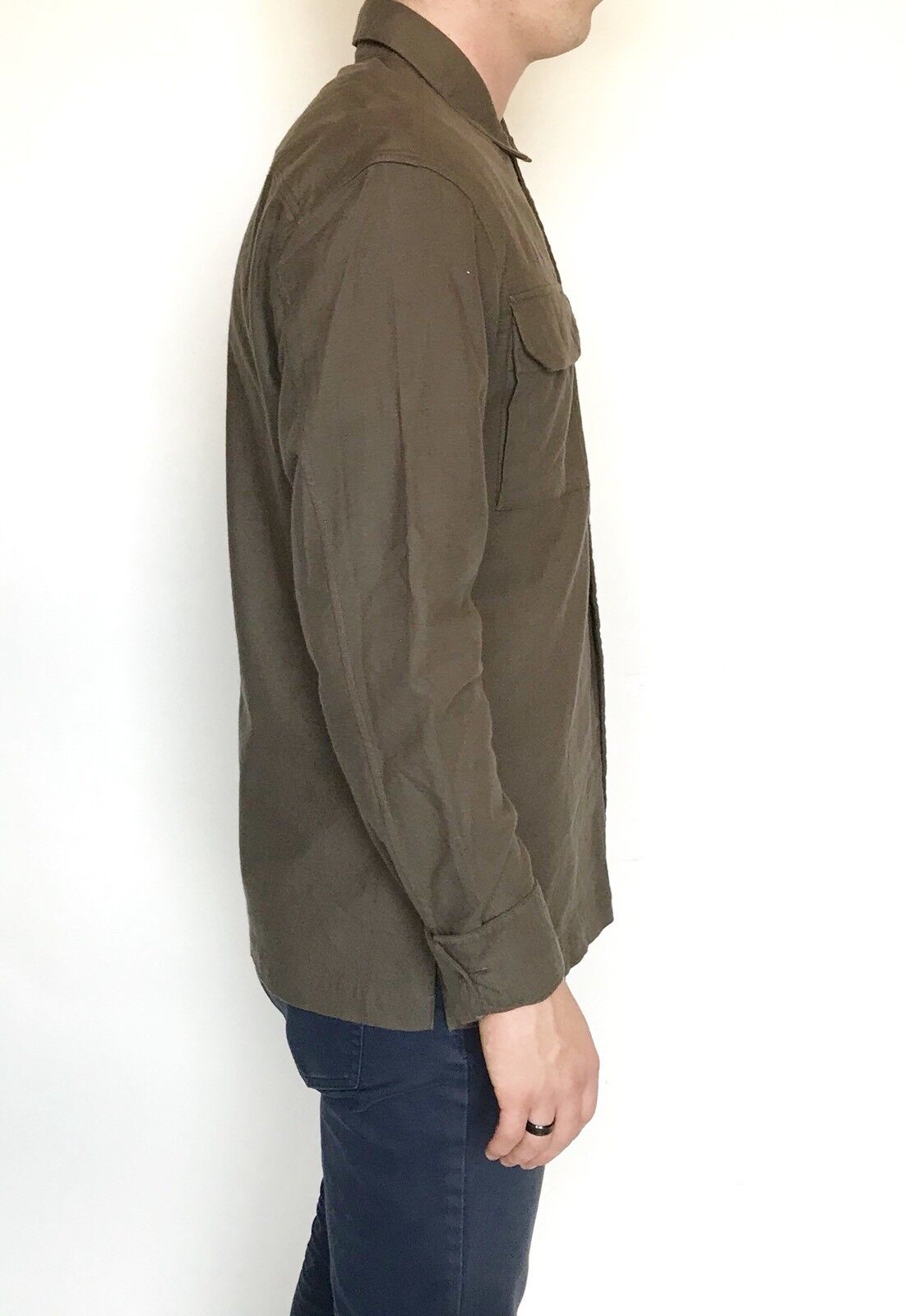 AllSaints Guerra LS Shirt  Khaki Retail $165 NWT Price $76 All Saints Size S