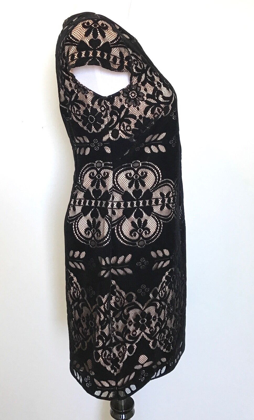 Eliza J Black Velvet & Lace Dress Nude Slip NWT Retails $138 Price $69 Size 6P