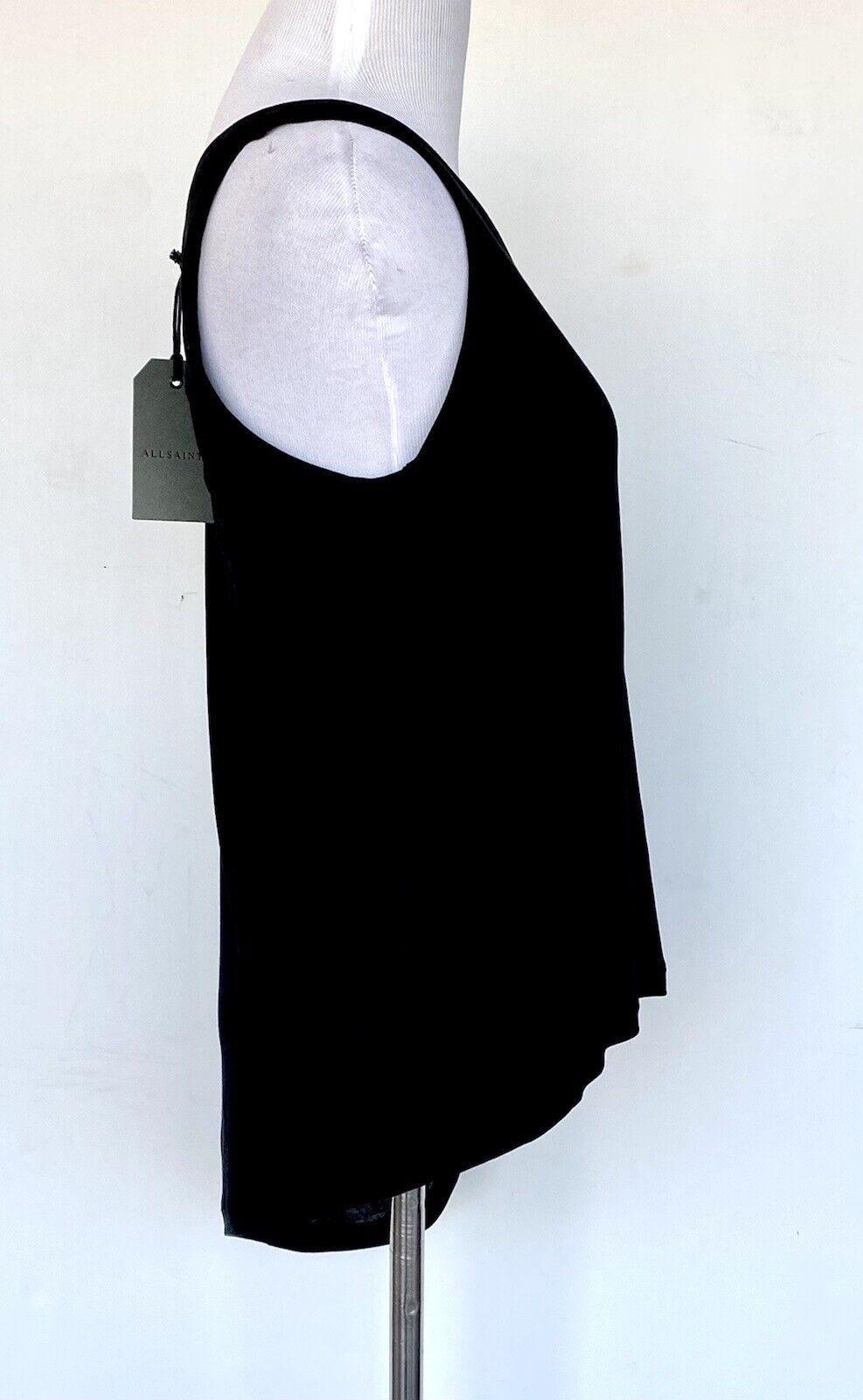 AllSaints Black Loft Mod Vest Tee Retails $65 Price $49 Size S Asymmetrical