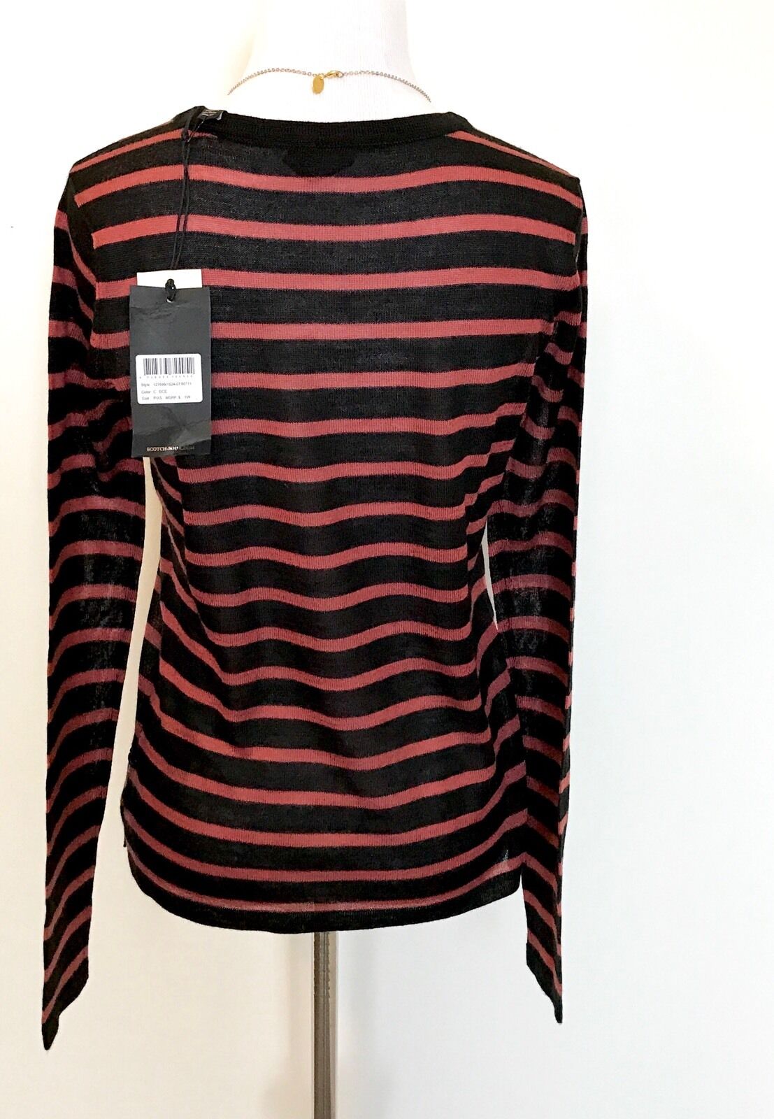 Scotch & Soda Black Stripe Sweater & Necklace  NWT Retail $109 Price $50 Sz XS