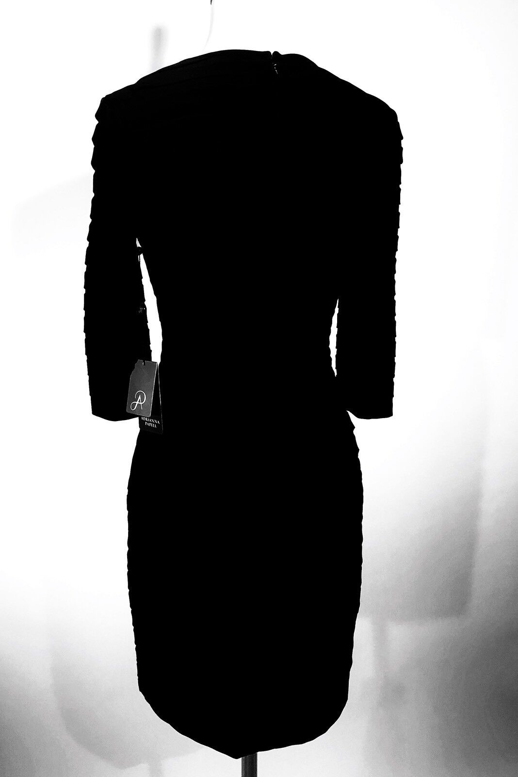 Adrianna Papell Black Banded Stretch Dress NWT Size 0P Price $76
