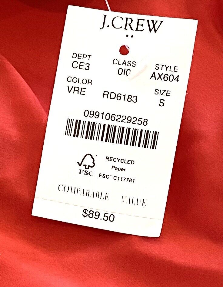 J Crew Red  Scalloped Edge Swimsuit. NWT Retail $84 Price $54 Size S
