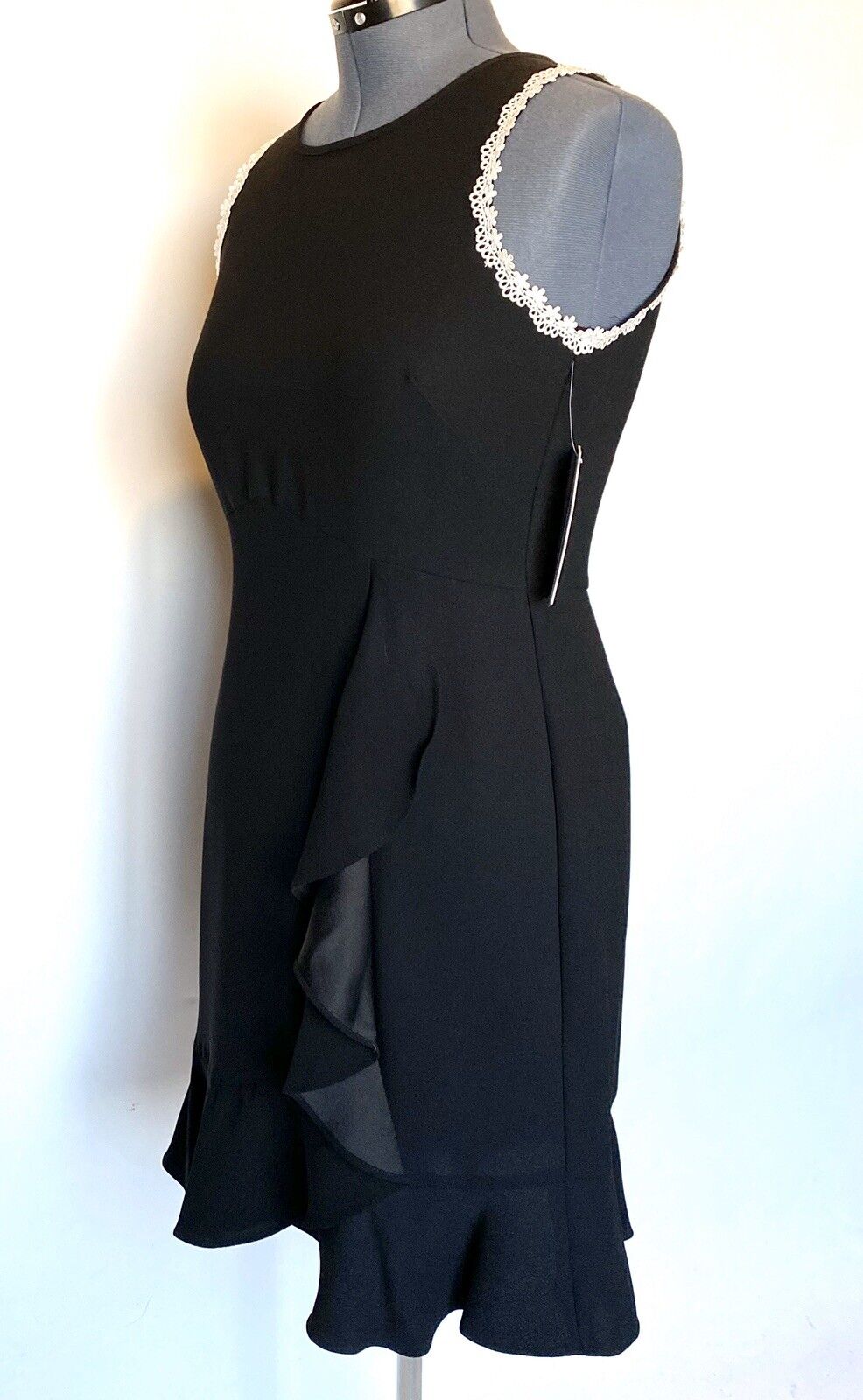 Nanette Lepore Black Ruffle Skirt Dress NWT Size 10 Retail $119 Price $59