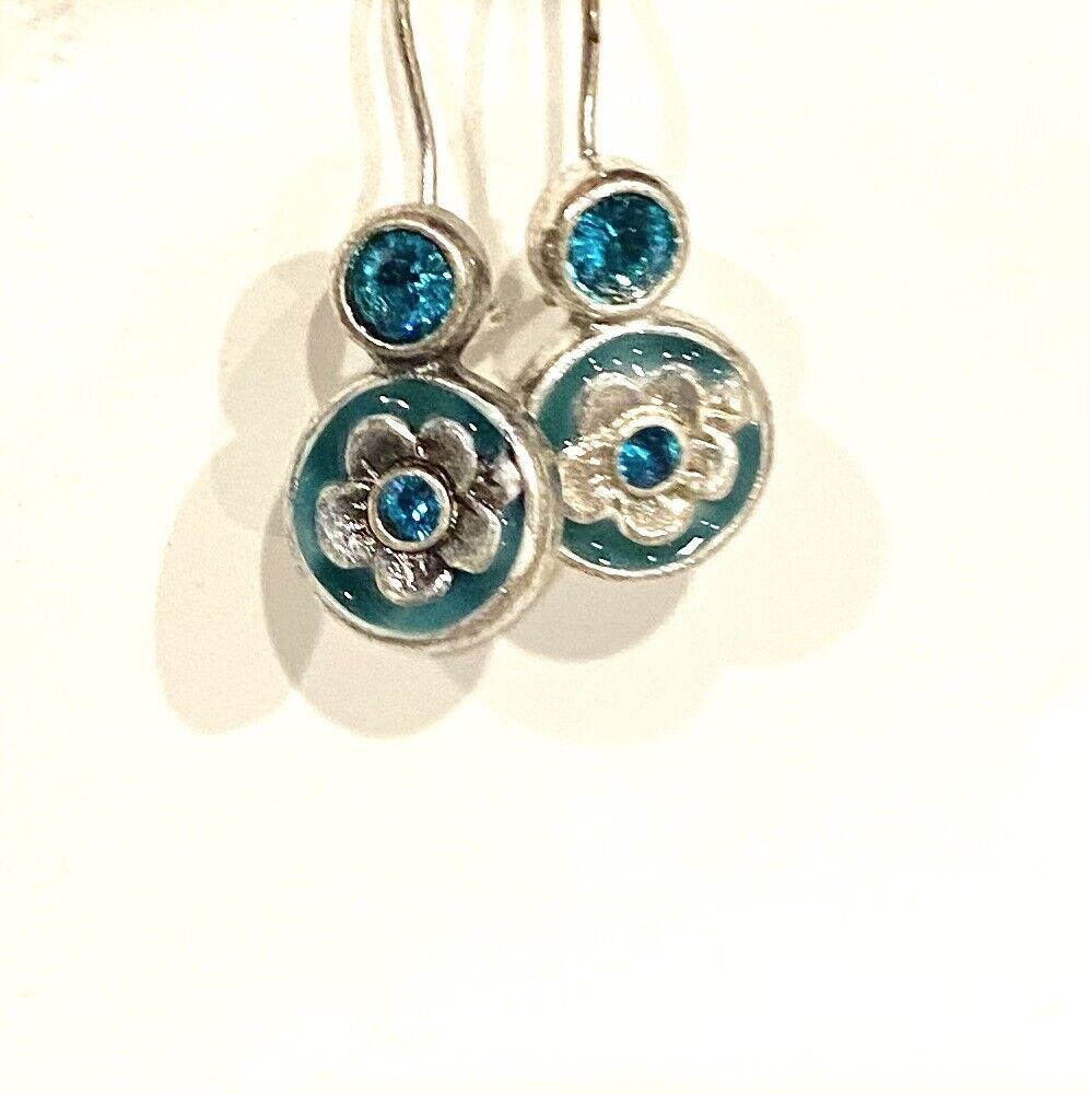 Pilgrim Jewelry Swarovski Crystal Blue Sterling silver Plated Earrings $14