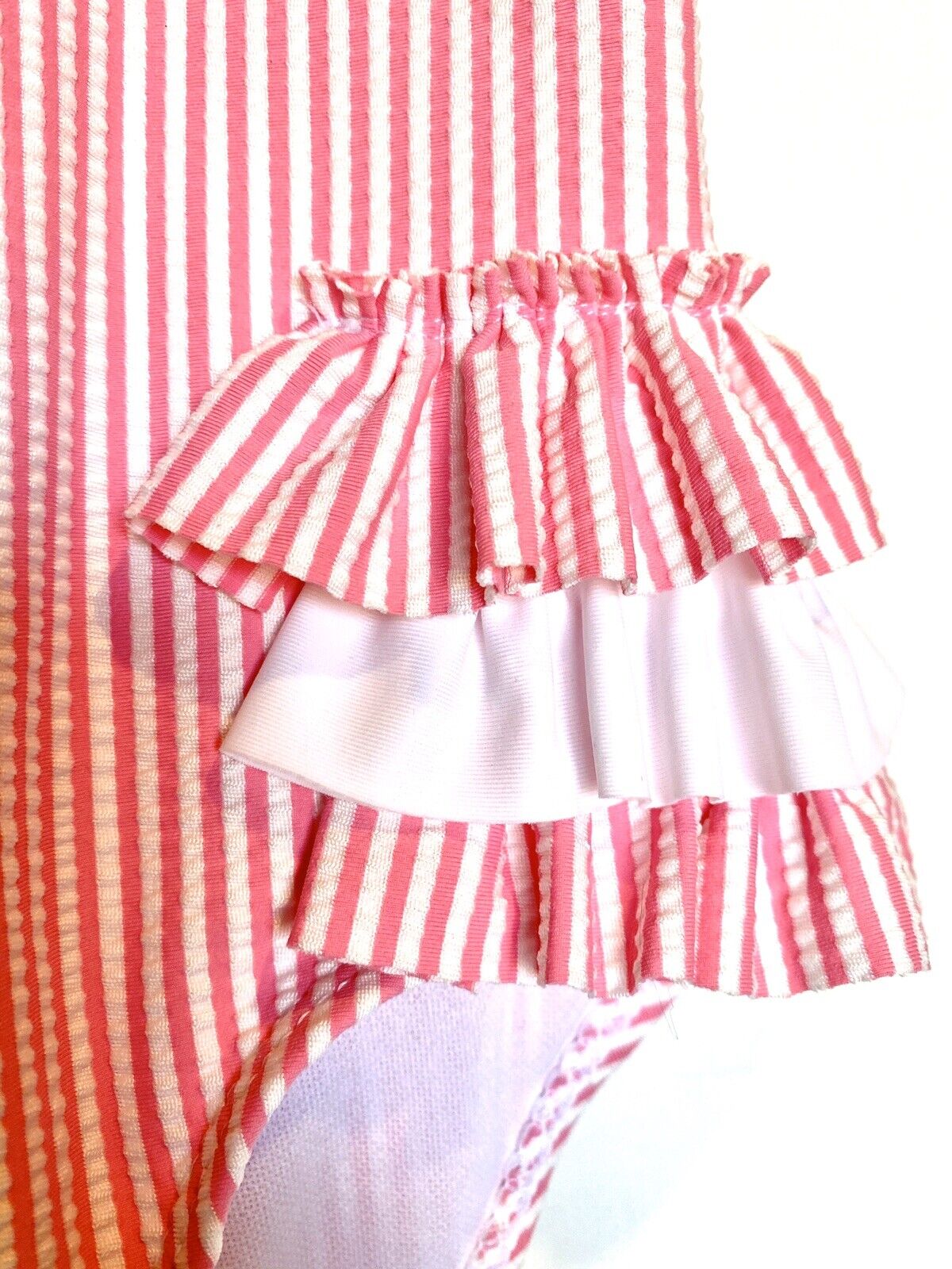 Bebe Baby Ruffle Swimsuit 18 M Pink & White Stripe Retail $29.50 Price $19.95