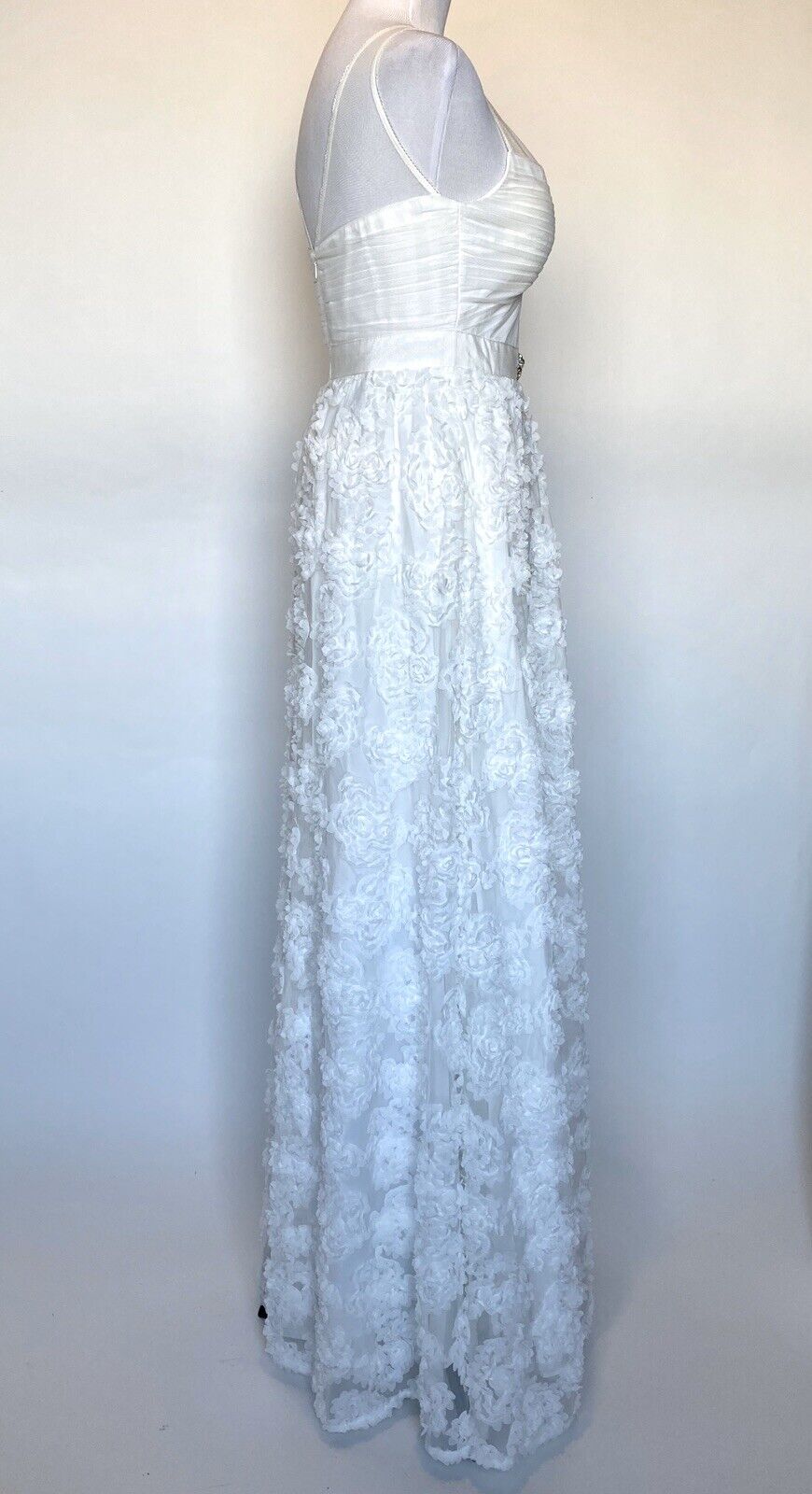 Adrianna Papell White Mesh Neck Wedding Dress NWT Size 6 Retails $299 Price $175