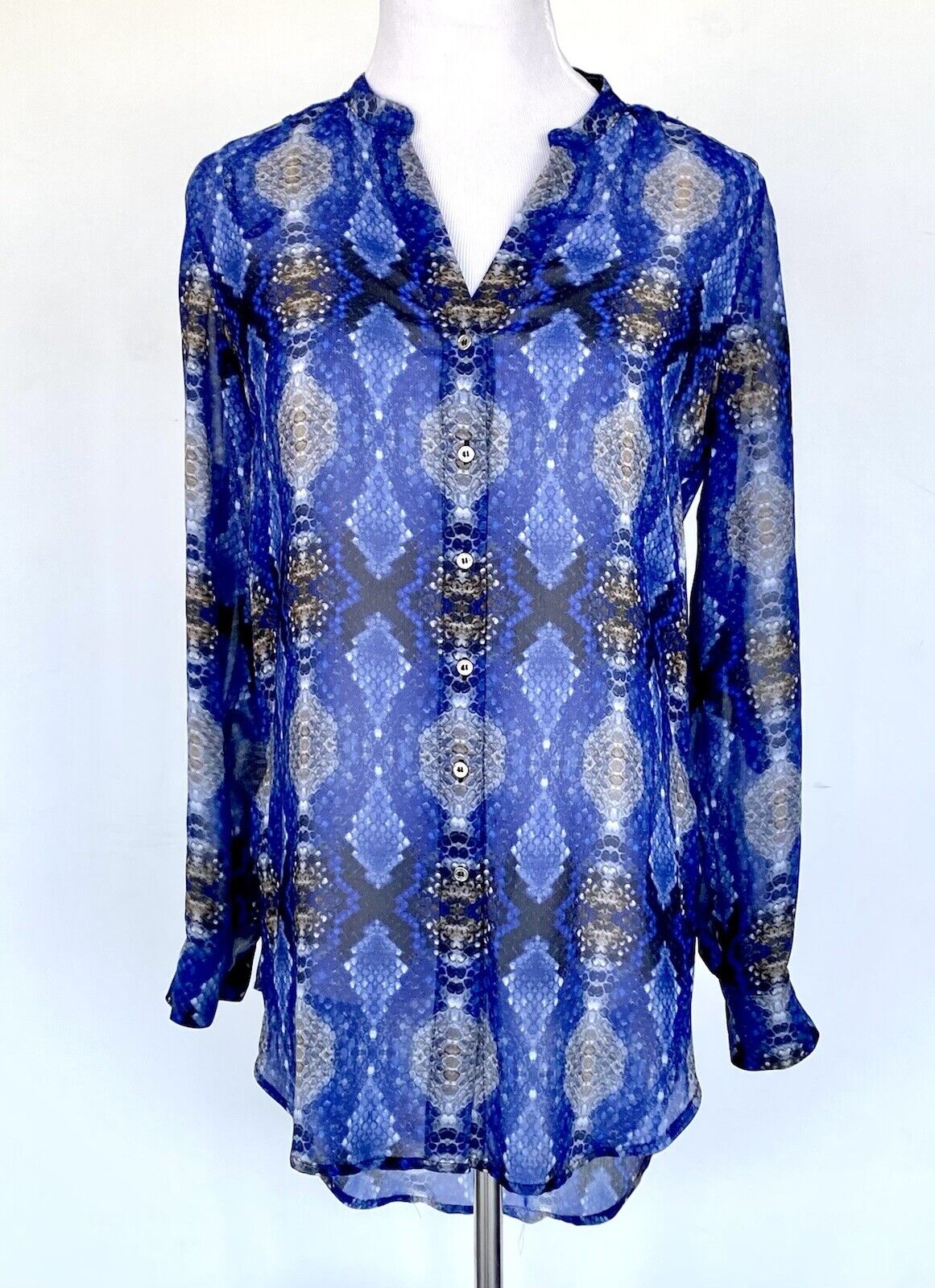 Calvin Klein Blue Hi-low Tunic Blouse NWT Retails $79.50 Price $40 Size XS